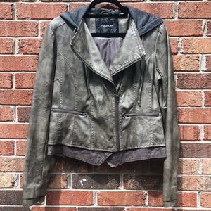 Maurices Moto Hooded Faux Leather Jacket